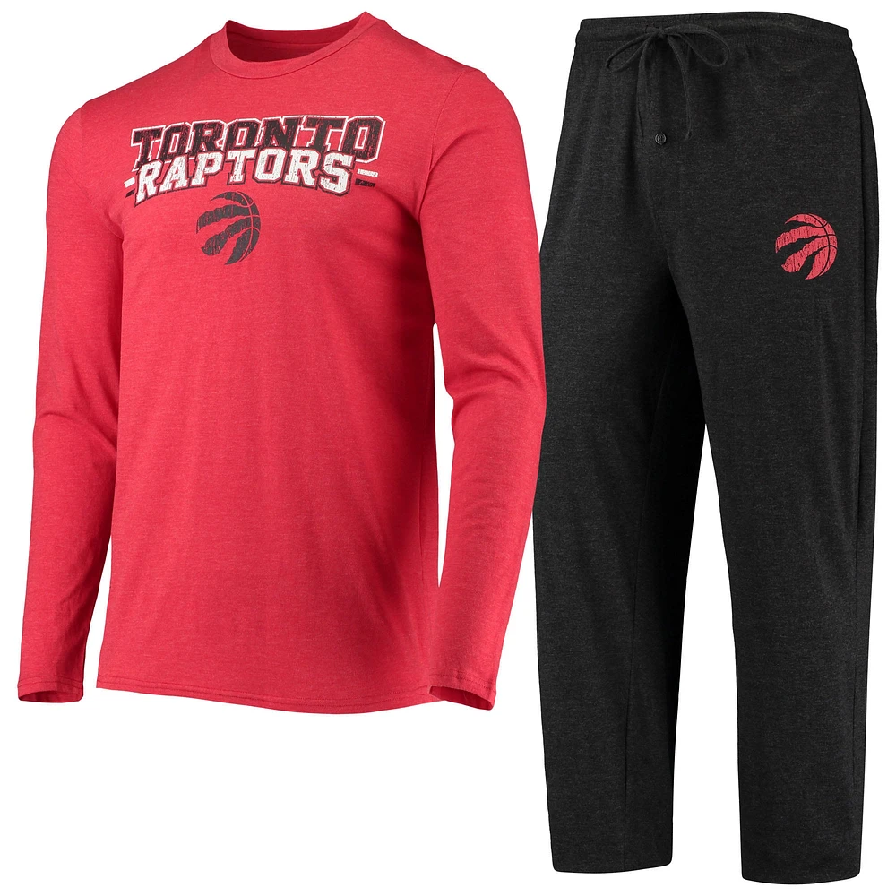 Men's Concepts Sport Black/Red Toronto Raptors Long Sleeve T-Shirt & Pants Sleep Set