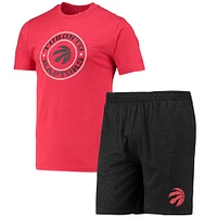 Ensemble de nuit T-shirt et short Toronto Raptors Concepts Sport pour hommes, noir/rouge