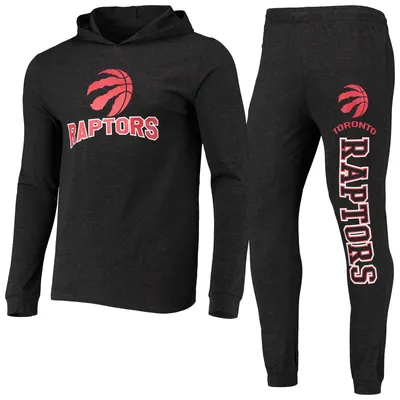 Toronto Raptors Concepts Sport Pullover Hoodie & Pants Sleep Set - Black