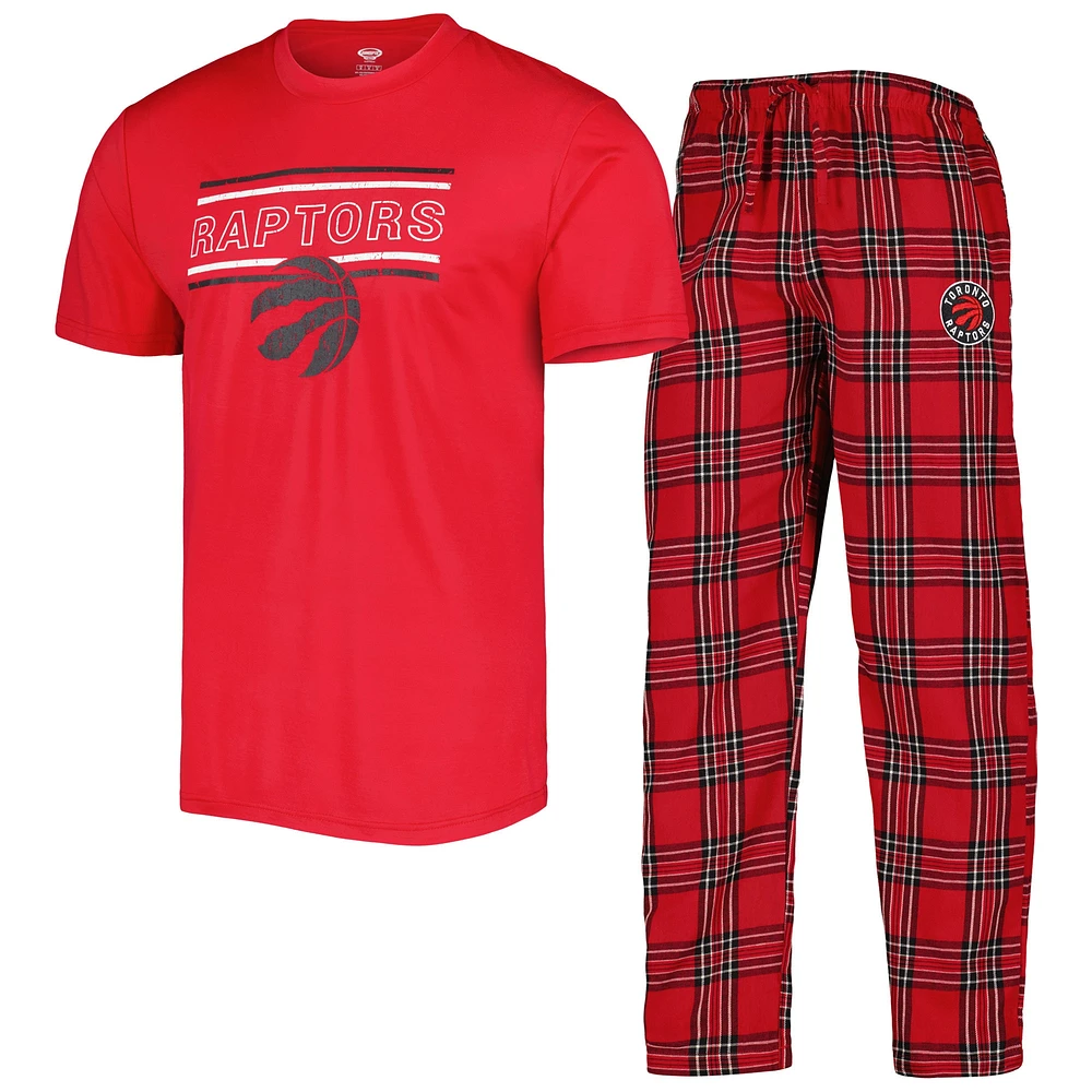 Ensemble de pyjama et t-shirt avec écusson Toronto Raptors Concepts Sport rouge/noir pour homme