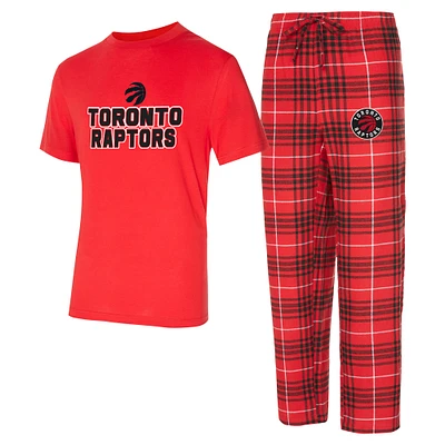 Ensemble de nuit pour homme Concepts Sport rouge/noir Toronto Raptors Vector T-shirt et pantalon en flanelle