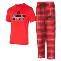 Ensemble de nuit pour homme Concepts Sport rouge/noir Toronto Raptors Vector T-shirt et pantalon en flanelle