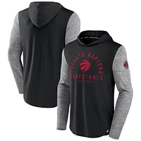 Men's Fanatics Black/Heathered Charcoal Toronto Raptors Deep Rotation Performance Pullover Hoodie