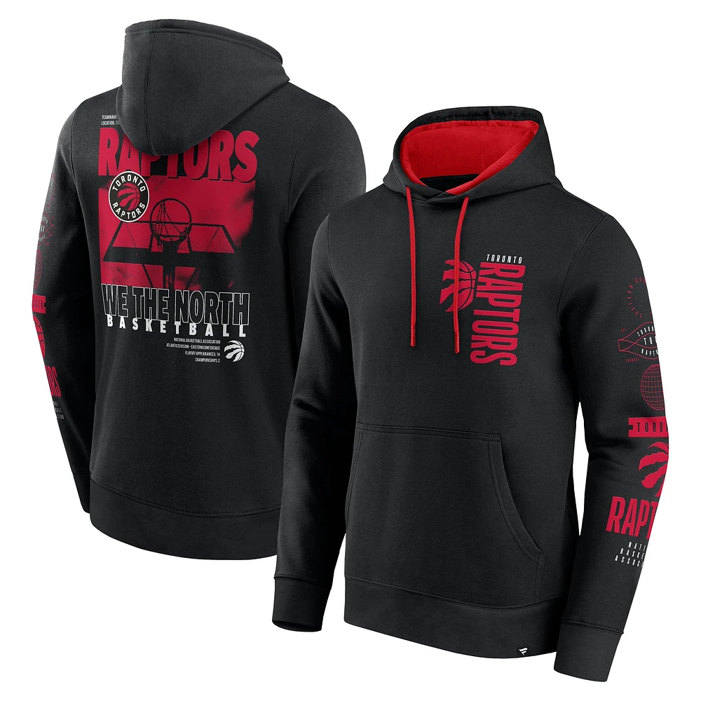 Sweat à capuche noir Toronto Raptors Game Time Crossover Fanatics pour homme