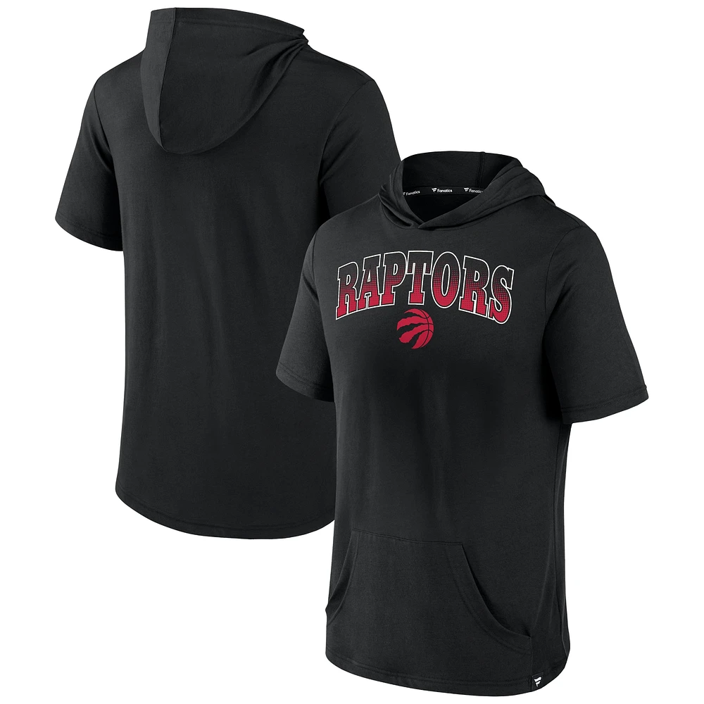 Fanatics pour hommes noir Toronto Raptors Logo Shot - Chandail à capuchon manches courtes