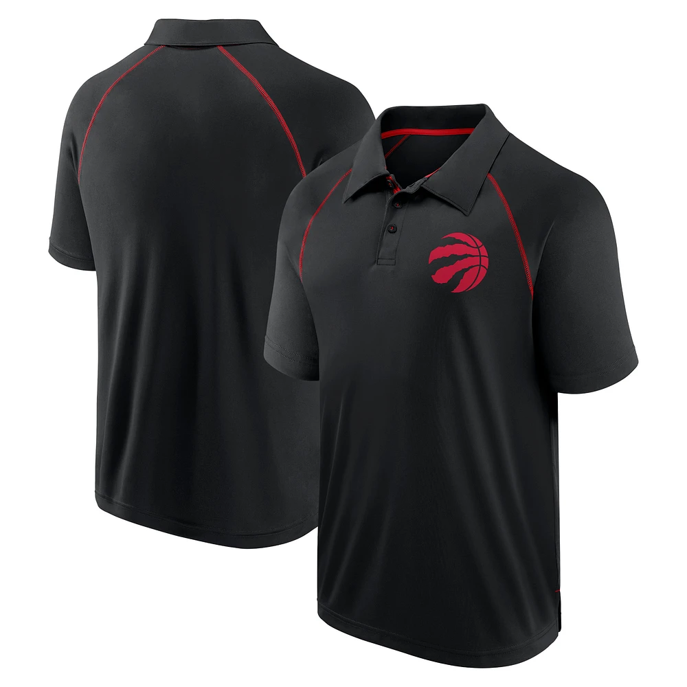 Men's Fanatics Black Toronto Raptors Strong Alone Raglan Polo