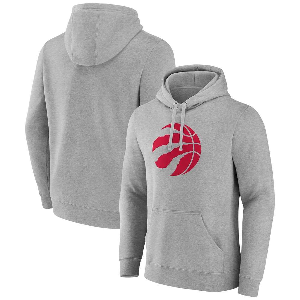 Men's Fanatics  Heather Gray Toronto Raptors Primary Logo Pullover Hoodie