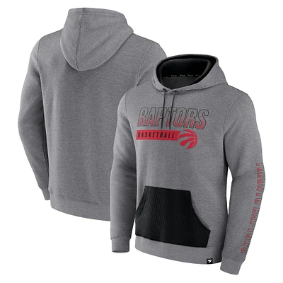 Sweat à capuche color block Fanatics pour hommes, gris chiné, Toronto Raptors Off The Bench