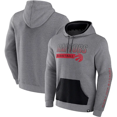Fanatics pour hommes gris chiné Toronto Raptors Off the Bench Colorblock - Chandail à capuchon