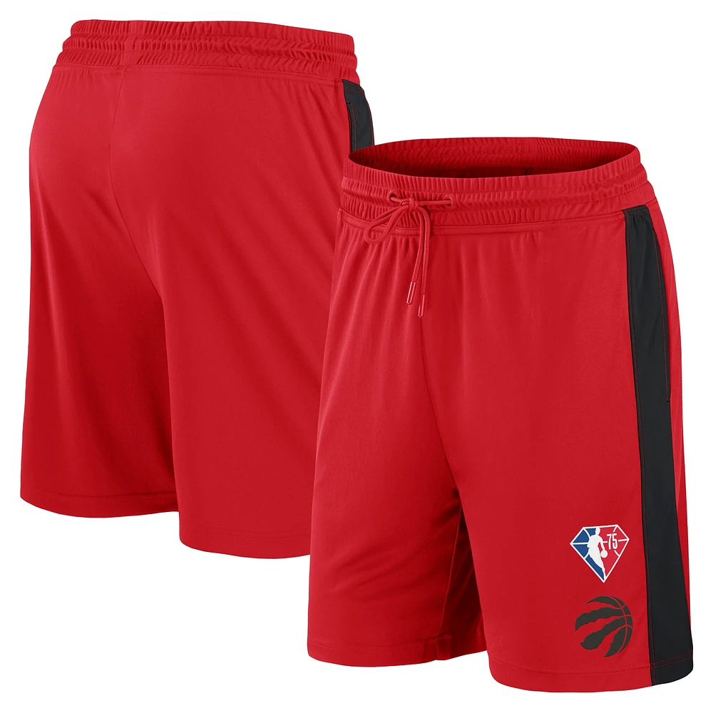 Men's Fanatics Red Toronto Raptors 75th Anniversary Downtown Performance Practice Shorts