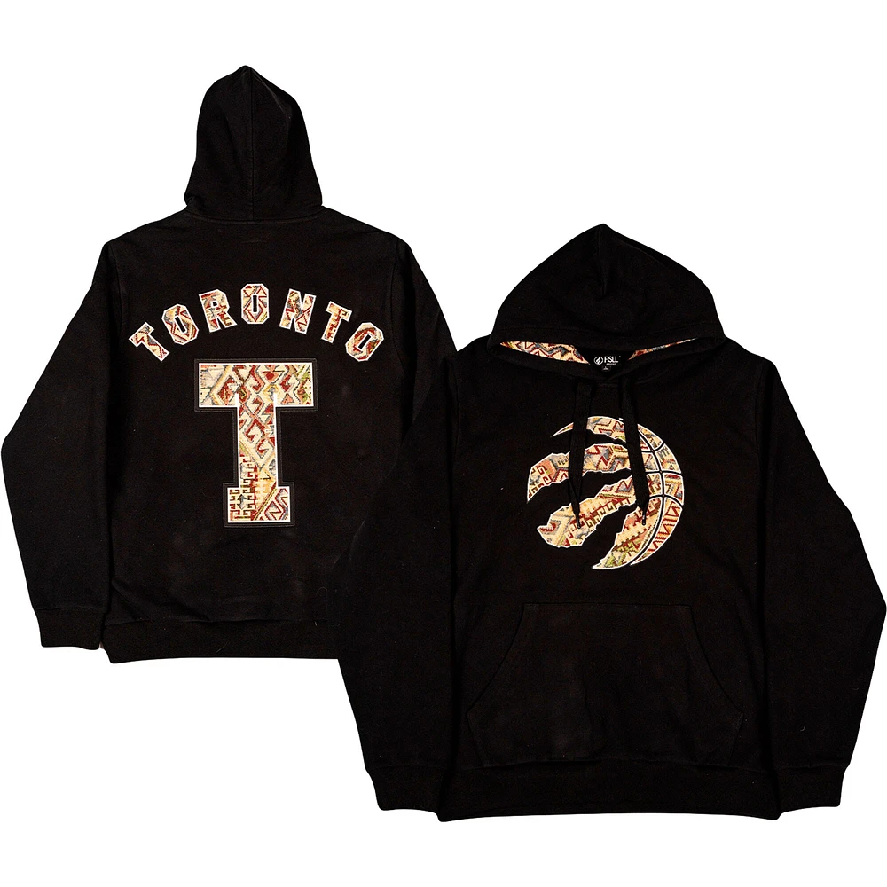 Men's FISLL Black Toronto Raptors Moroccan Pullover Hoodie