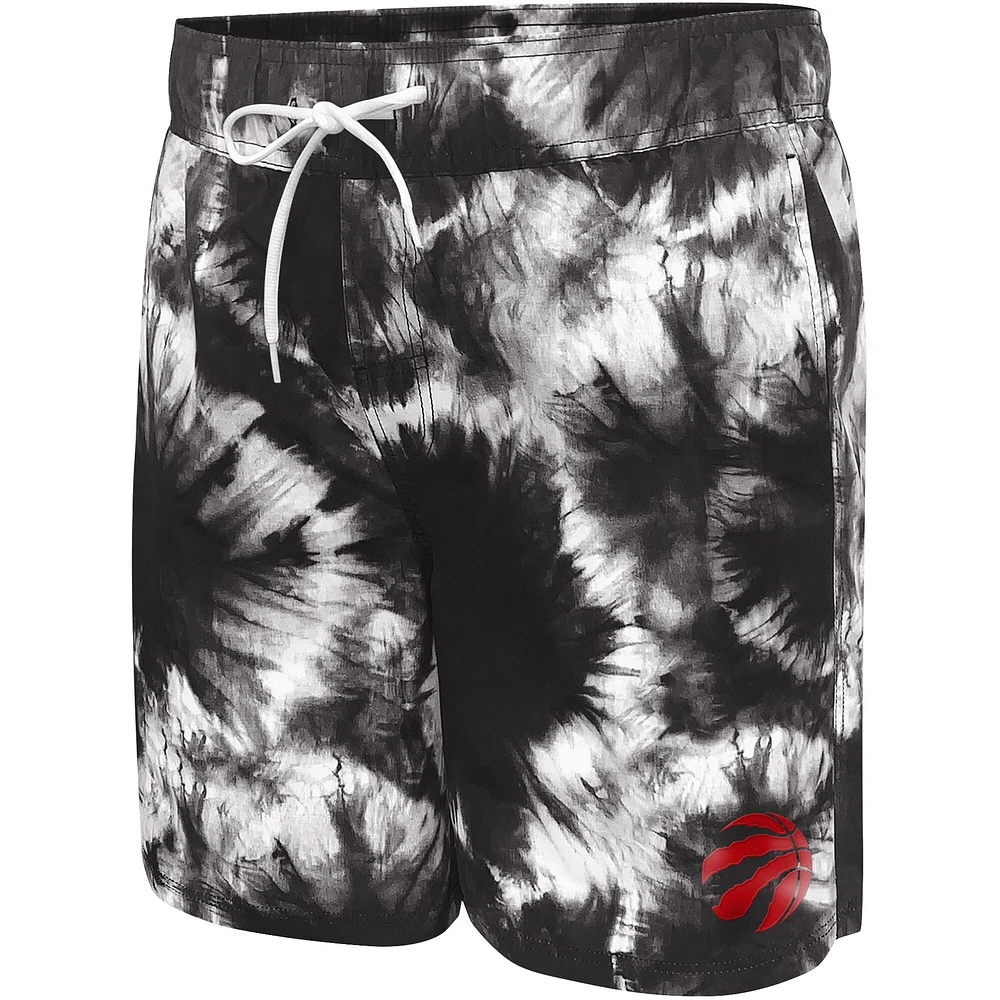 Men's G-III Sports by Carl Banks Black Toronto Raptors Splash Tie-Dye Volley - Swim Shorts