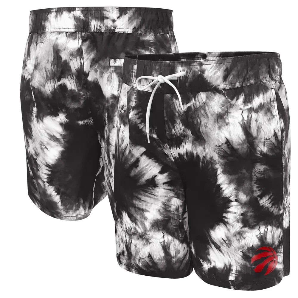 Men's G-III Sports by Carl Banks Black Toronto Raptors Splash Tie-Dye Volley - Swim Shorts