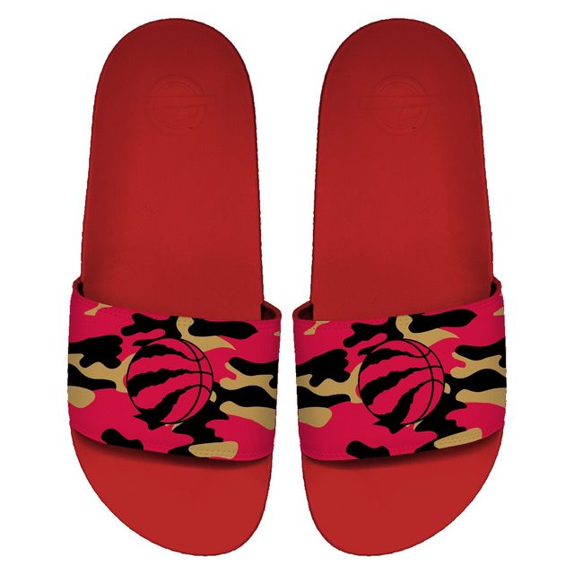 Sandales à enfiler rouges ISlide Toronto Raptors Camo Motto pour hommes