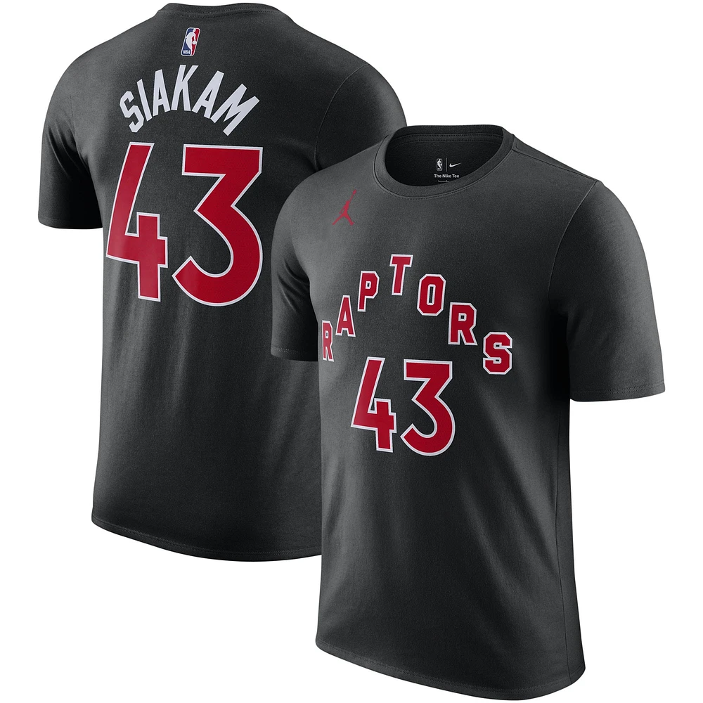 Men's Jordan Brand Pascal Siakam Black Toronto Raptors 2022/23 Statement Edition Name & Number T-Shirt