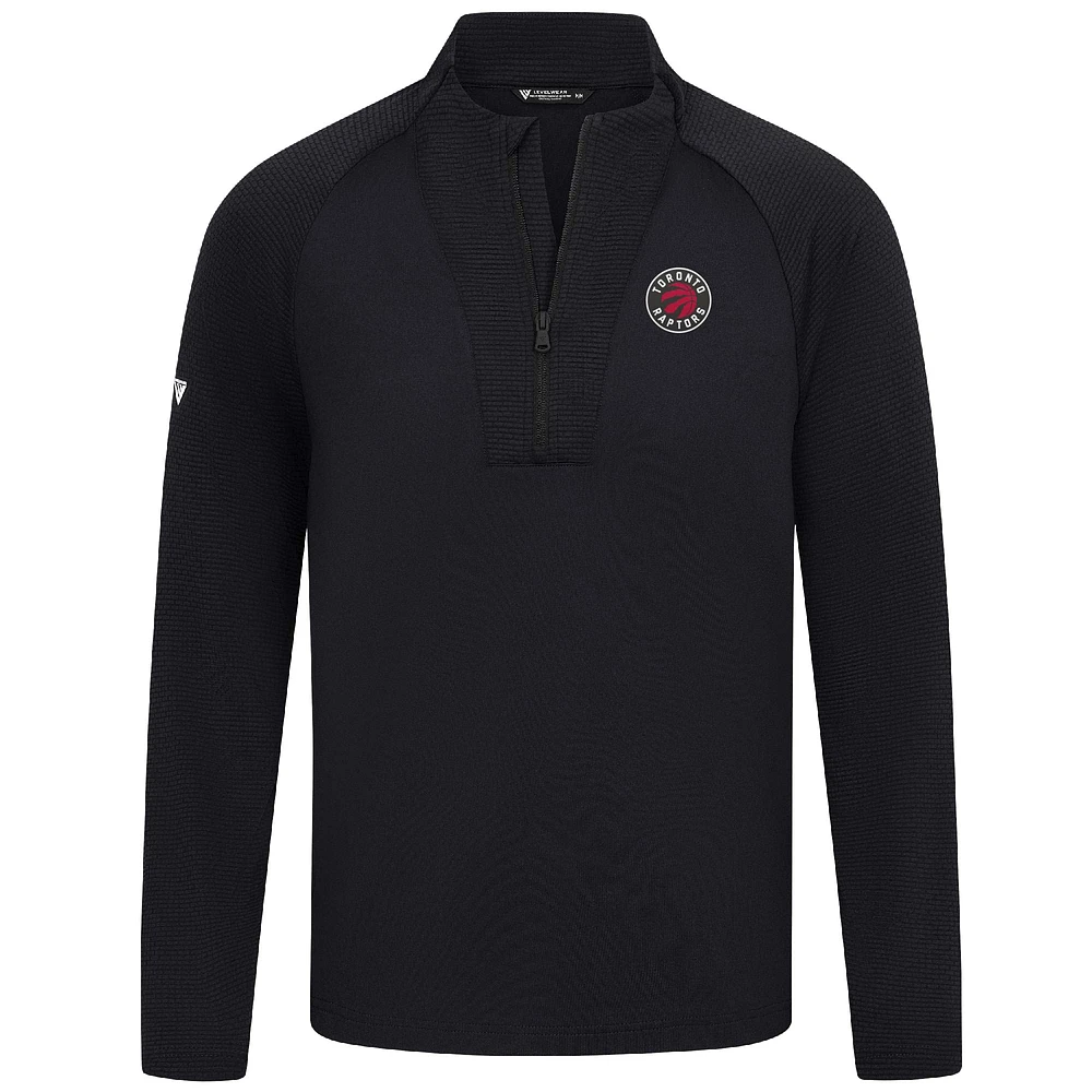 Men's Levelwear Black Toronto Raptors Volley Quarter-Zip Top