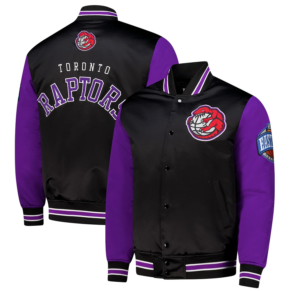 Veste en satin noir à boutons-pression Hardwood Classic Primetime des Toronto Raptors de Mitchell & Ness pour homme