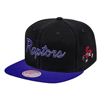 Men's Mitchell & Ness Black Toronto Raptors Hardwood Classics MVP Team Script 2.0 Snapback Hat