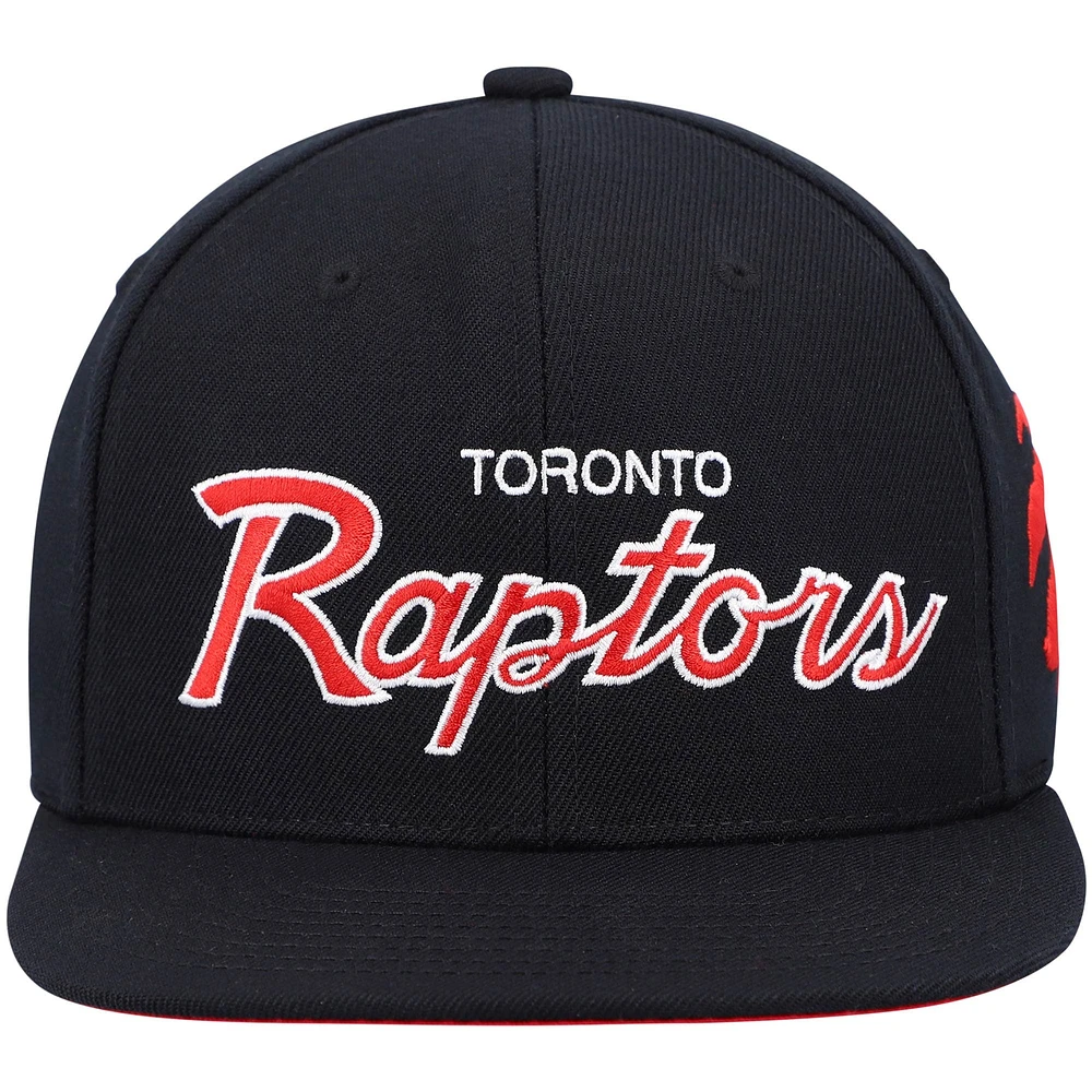Men's Mitchell & Ness Black Toronto Raptors Hardwood Classics Script 2.0 Snapback Hat