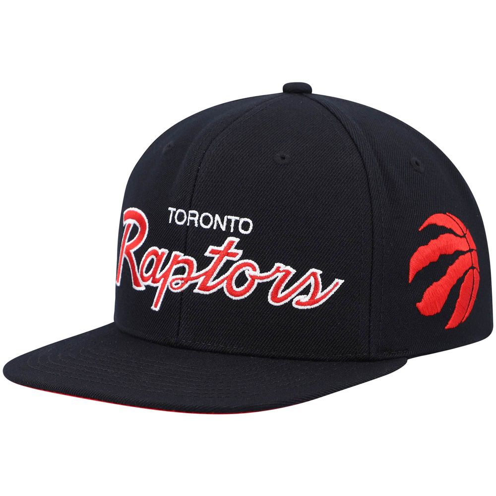 Men's Mitchell & Ness Black Toronto Raptors Hardwood Classics Script 2.0 Snapback Hat