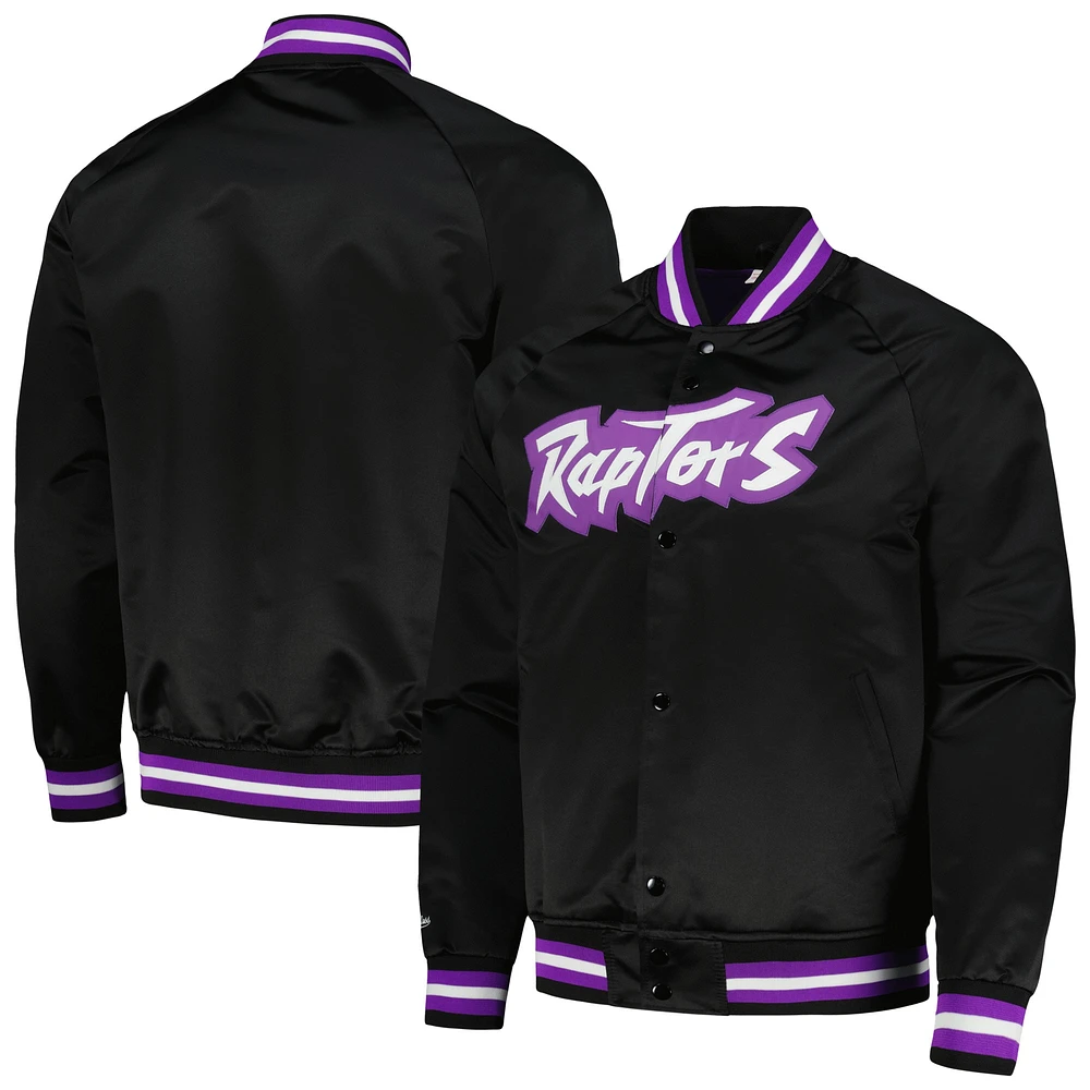 Men's Mitchell & Ness Toronto Raptors Hardwood Classics Throwback Wordmark Raglan Full-Snap Jacket