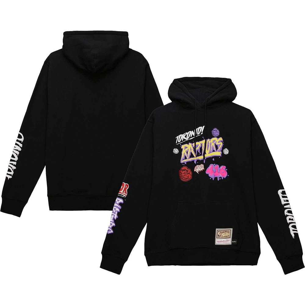 Men's Mitchell & Ness Black Toronto Raptors Slap Sticker - Pullover Hoodie