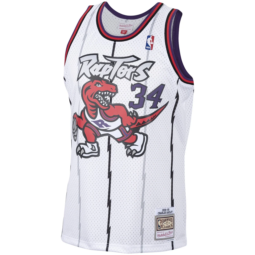 Maillot Homme Mitchell & Ness Charles Oakley Blanc Toronto Raptors Hardwood Classics 1998 Swingman