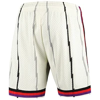 Men's Mitchell & Ness Cream Toronto Raptors Chainstitched Swingman Shorts