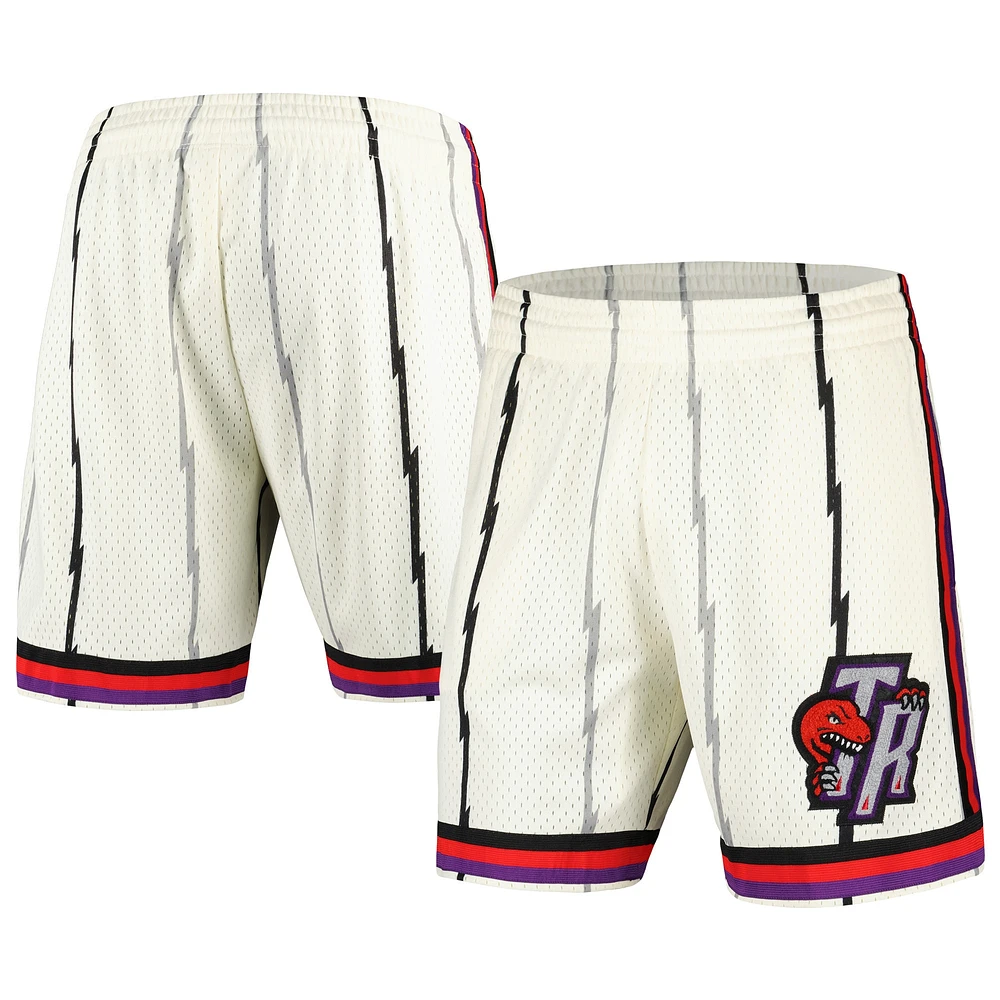 Mitchell & Ness pour homme crème Toronto Raptors Swingman Shorts cousus