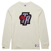 Men's Mitchell & Ness Cream Toronto Raptors Hardwood Classics Vintage Long Sleeve T-Shirt