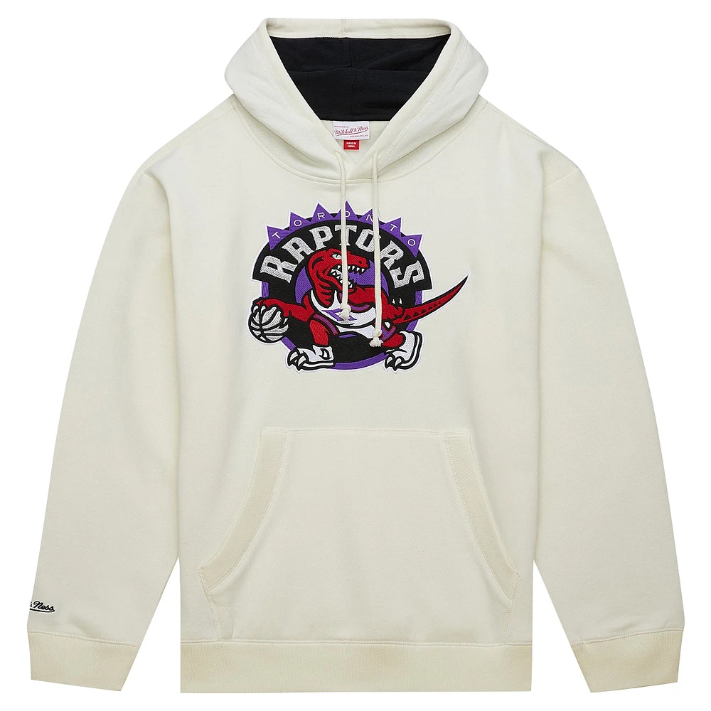 Men's Mitchell & Ness Cream Toronto Raptors Hardwood Classics Vintage Pullover Hoodie