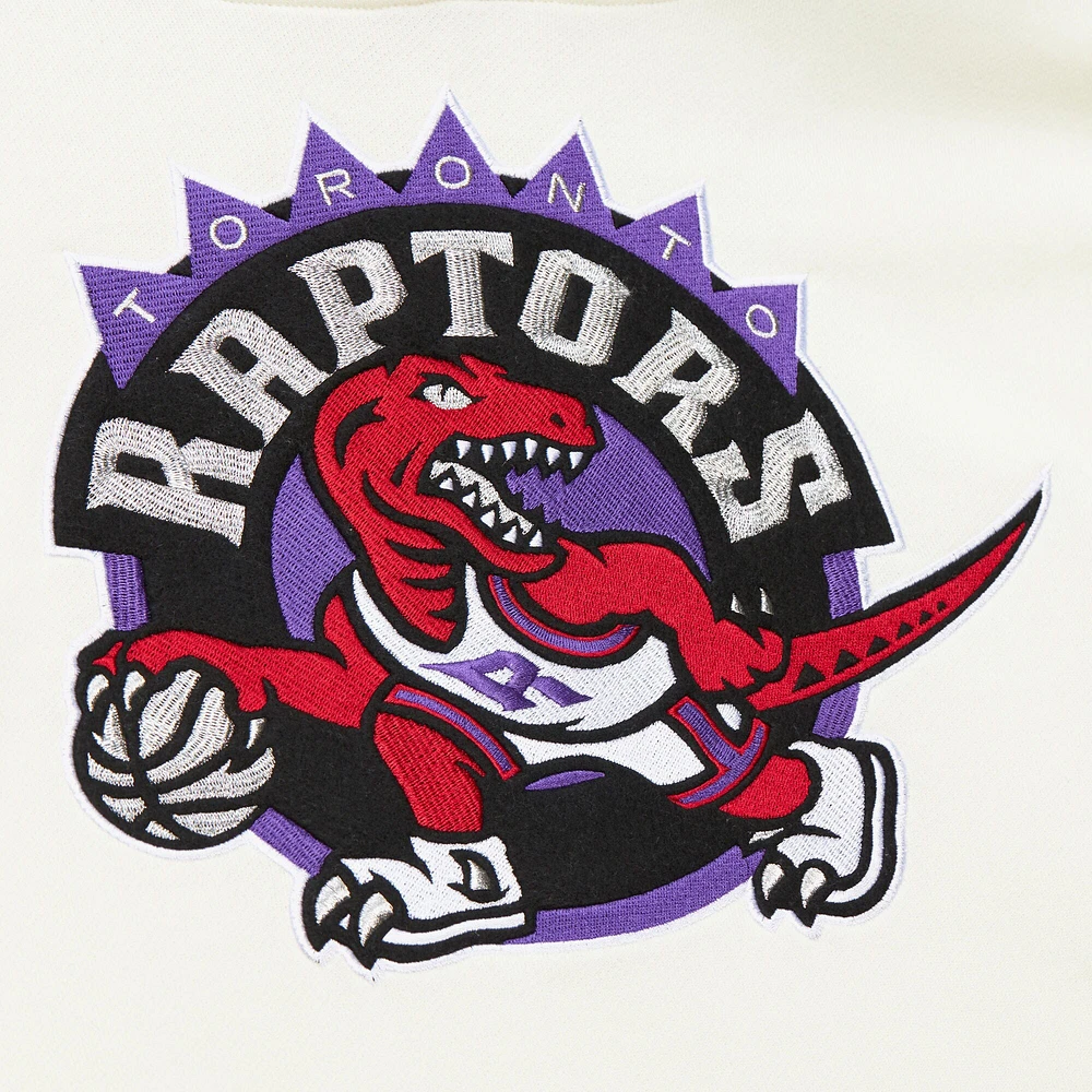 Men's Mitchell & Ness Cream Toronto Raptors Hardwood Classics Vintage Pullover Hoodie