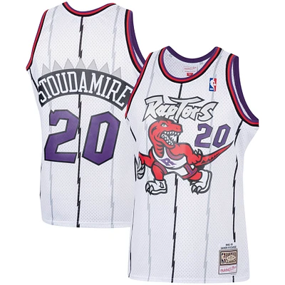 Maillot Mitchell & Ness Damon Stoudamire pour hommes Blanc Toronto Raptors Hardwood Classics 1995 Swingman