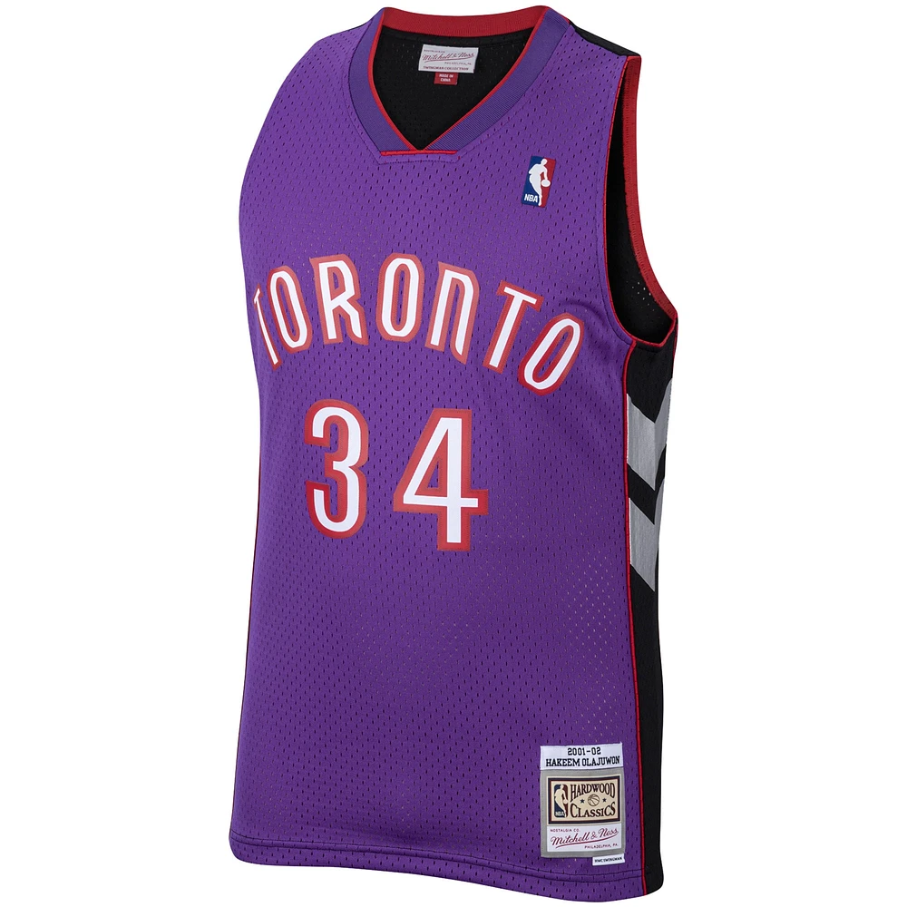 Maillot Homme Mitchell & Ness Hakeem Olajuwon Violet Toronto Raptors Hardwood Classics 2001 Swingman