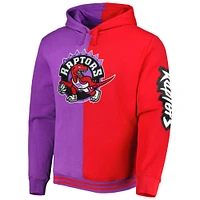 Men's Mitchell & Ness Purple/Red Toronto Raptors Hardwood Classics Split Pullover Hoodie