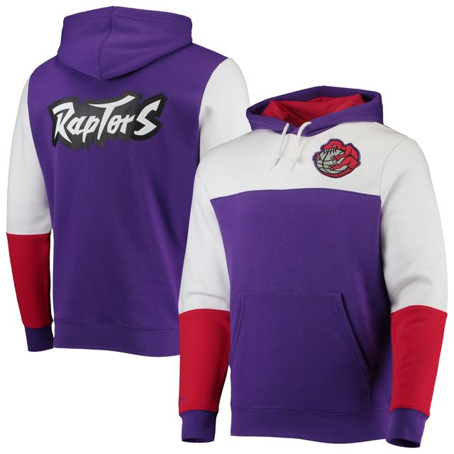 Toronto Raptors Hardwood Classics Fusion 2.0 Colorblock pour homme Mitchell & Ness violet/blanc - Chandail à capuchon