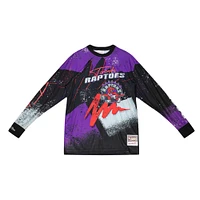 Men's Mitchell & Ness Purple Toronto Raptors Hardwood Classics Hyper Hoops Moto Long Sleeve - T-Shirt