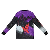 Men's Mitchell & Ness Purple Toronto Raptors Hardwood Classics Hyper Hoops Moto Long Sleeve - T-Shirt