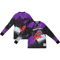 Men's Mitchell & Ness Purple Toronto Raptors Hardwood Classics Hyper Hoops Moto Long Sleeve - T-Shirt