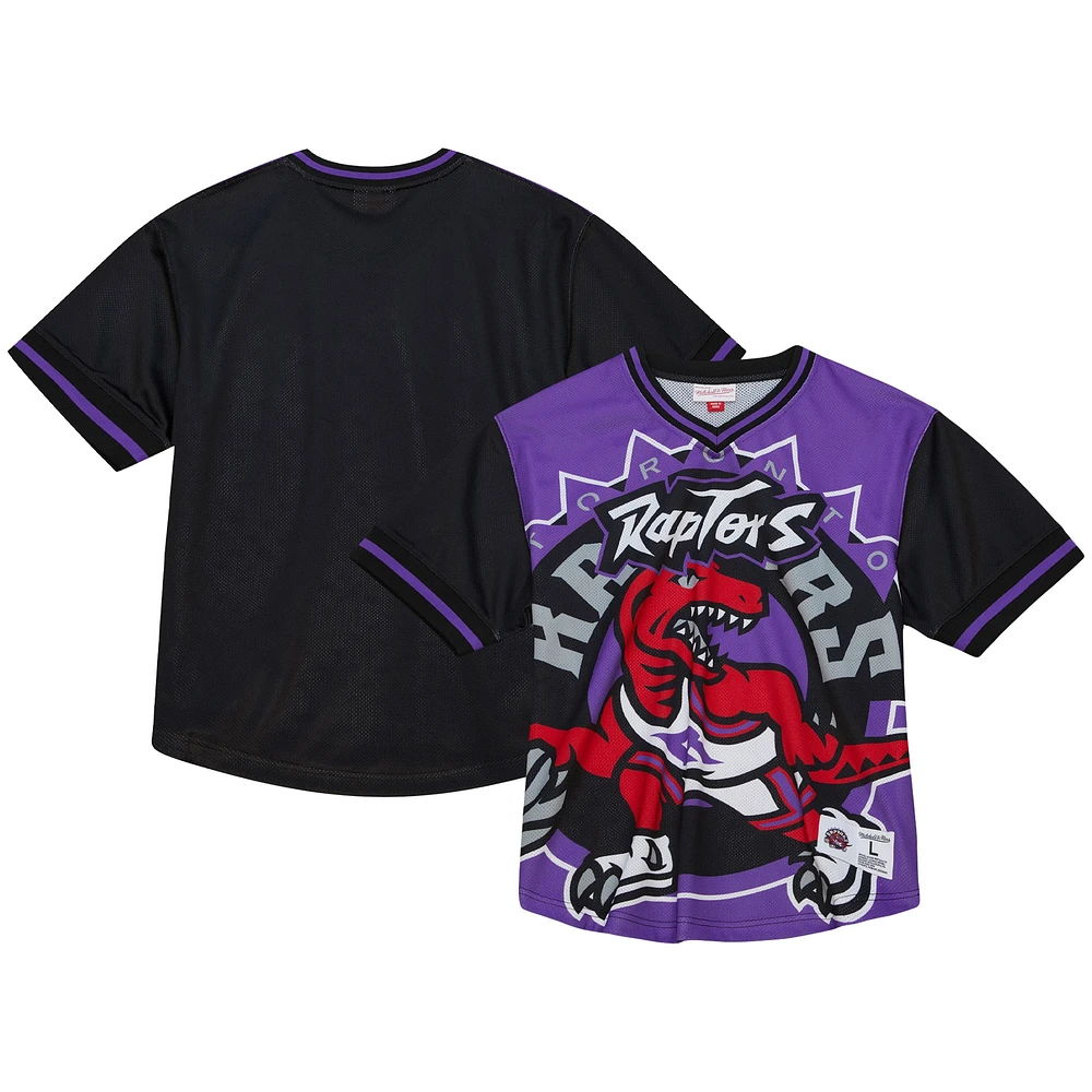 Men's Mitchell & Ness  Purple Toronto Raptors Jumbotron 3.0 Mesh V-Neck T-Shirt