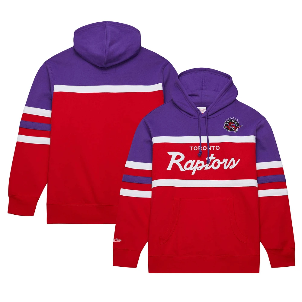 Chandail à capuchon d'entraîneur-chef des Raptors de Toronto rouge/violet Mitchell & Ness pour hommes