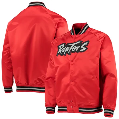 Toronto Raptors Mitchell & Ness Throwback Hardwood Classics Satin Full-Snap Raglan Jacket - Red