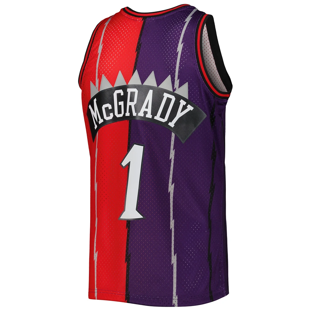 Maillot Swingman divisé Mitchell & Ness Tracy McGrady violet/rouge pour hommes des Raptors de Toronto Hardwood Classics 1998/99