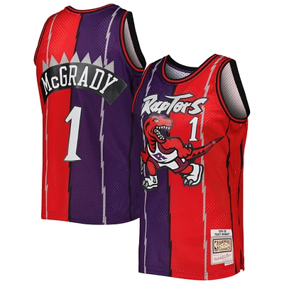 Maillot Swingman divisé Mitchell & Ness Tracy McGrady violet/rouge pour hommes des Raptors de Toronto Hardwood Classics 1998/99