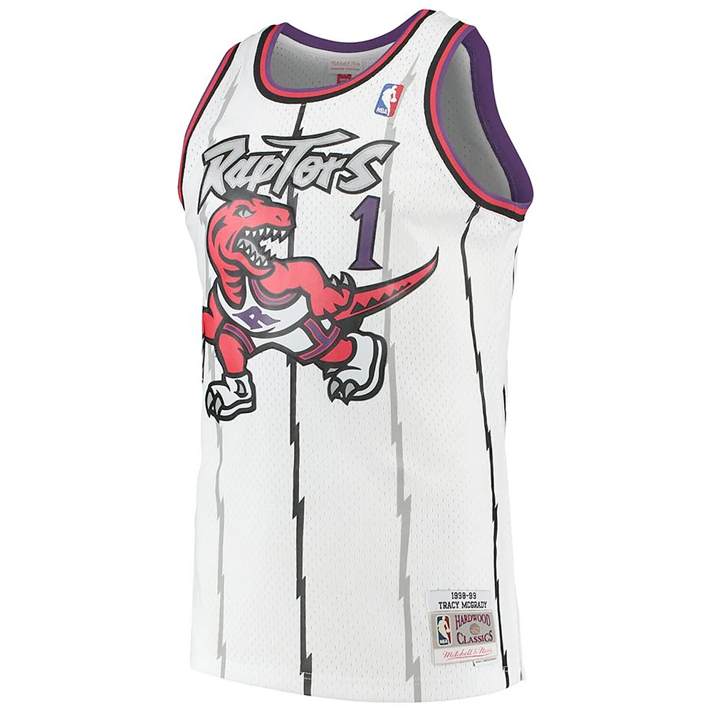 Hommes Mitchell & Ness Tracy McGrady Blanc Toronto Raptors 1998-99 Hardwood Classics - Maillot Swingman