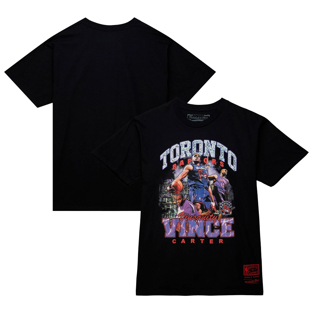 T-shirt pour homme Mitchell & Ness Vince Carter Noir Toronto Raptors Hardwood Classics Bling Concert Player