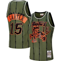 Men's Mitchell & Ness Vince Carter Olive Toronto Raptors 1998/99 Hardwood Classics Flight Edition Swingman Jersey