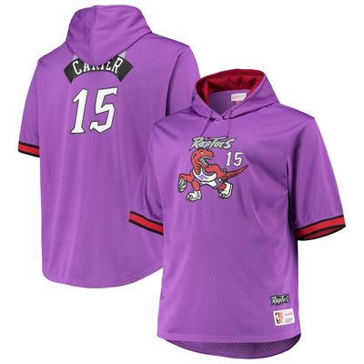 Men's Mitchell & Ness Vince Carter Purple/Red Toronto Raptors Big Tall Name Number Short Sleeve Hoodie