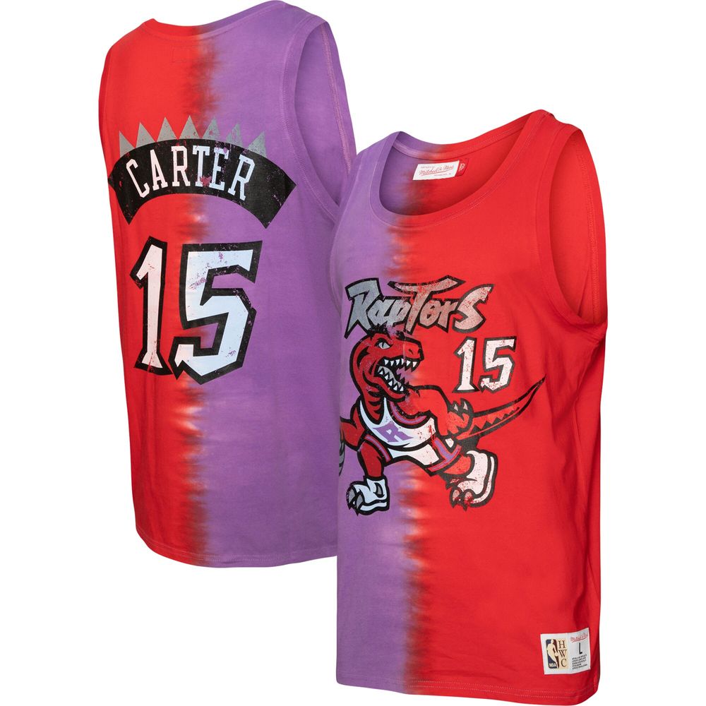 Men's Mitchell & Ness Vince Carter Purple/Red Toronto Raptors Hardwood Classics Tie-Dye Name Number - Tank Top