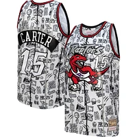 Men's Mitchell & Ness Vince Carter White Toronto Raptors 1998/99 Hardwood Classics Doodle Swingman - Jersey